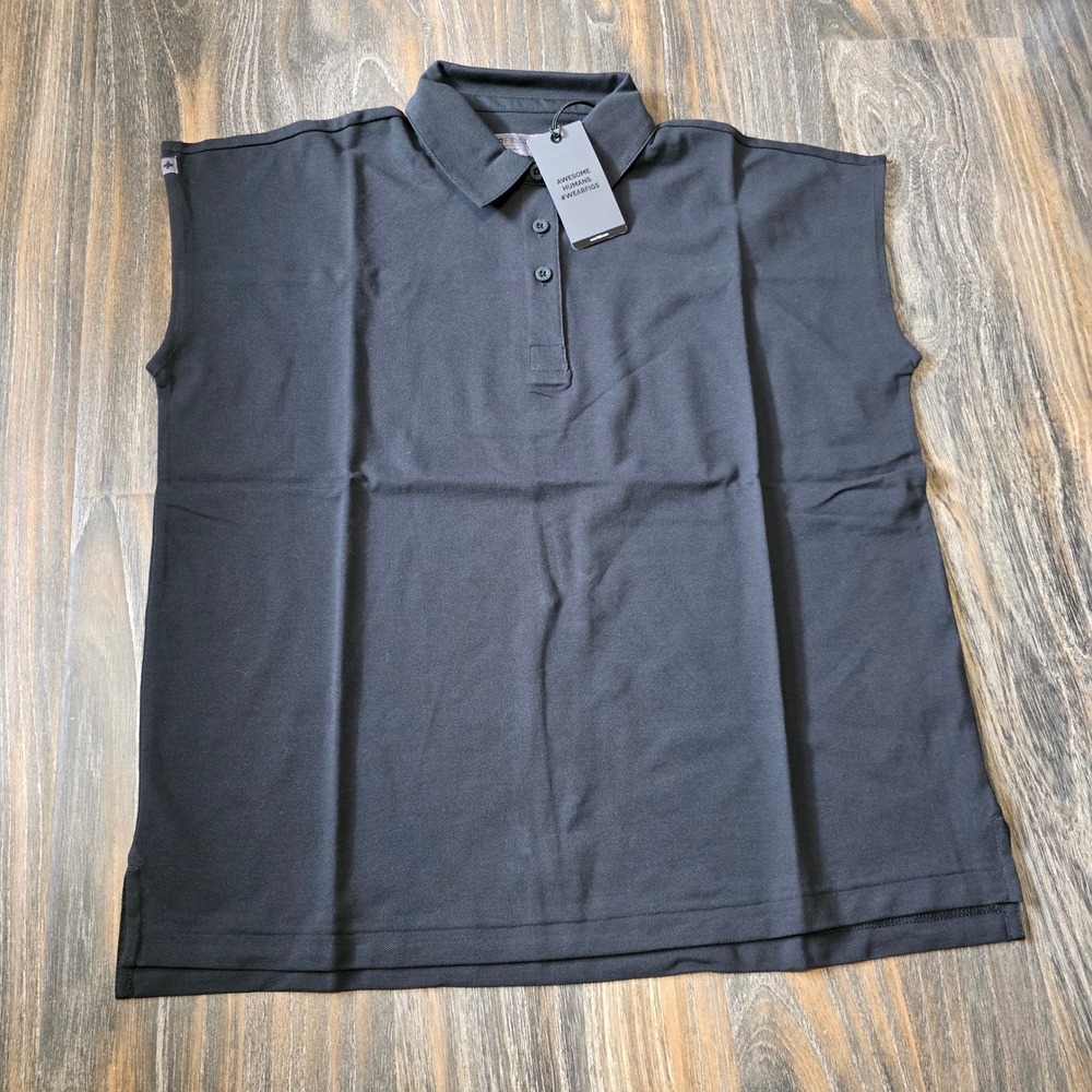 FIGS FIGSPRO Ella Technical Pique Scrub Polo Black Sleeveless Small W22WW1009